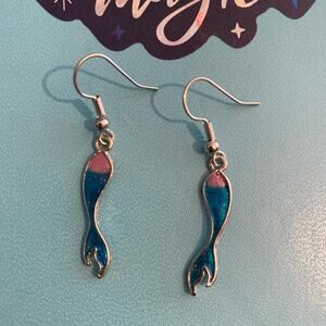 Mermaid earrings blue pink dangle jewelry summer beach fun unique kids